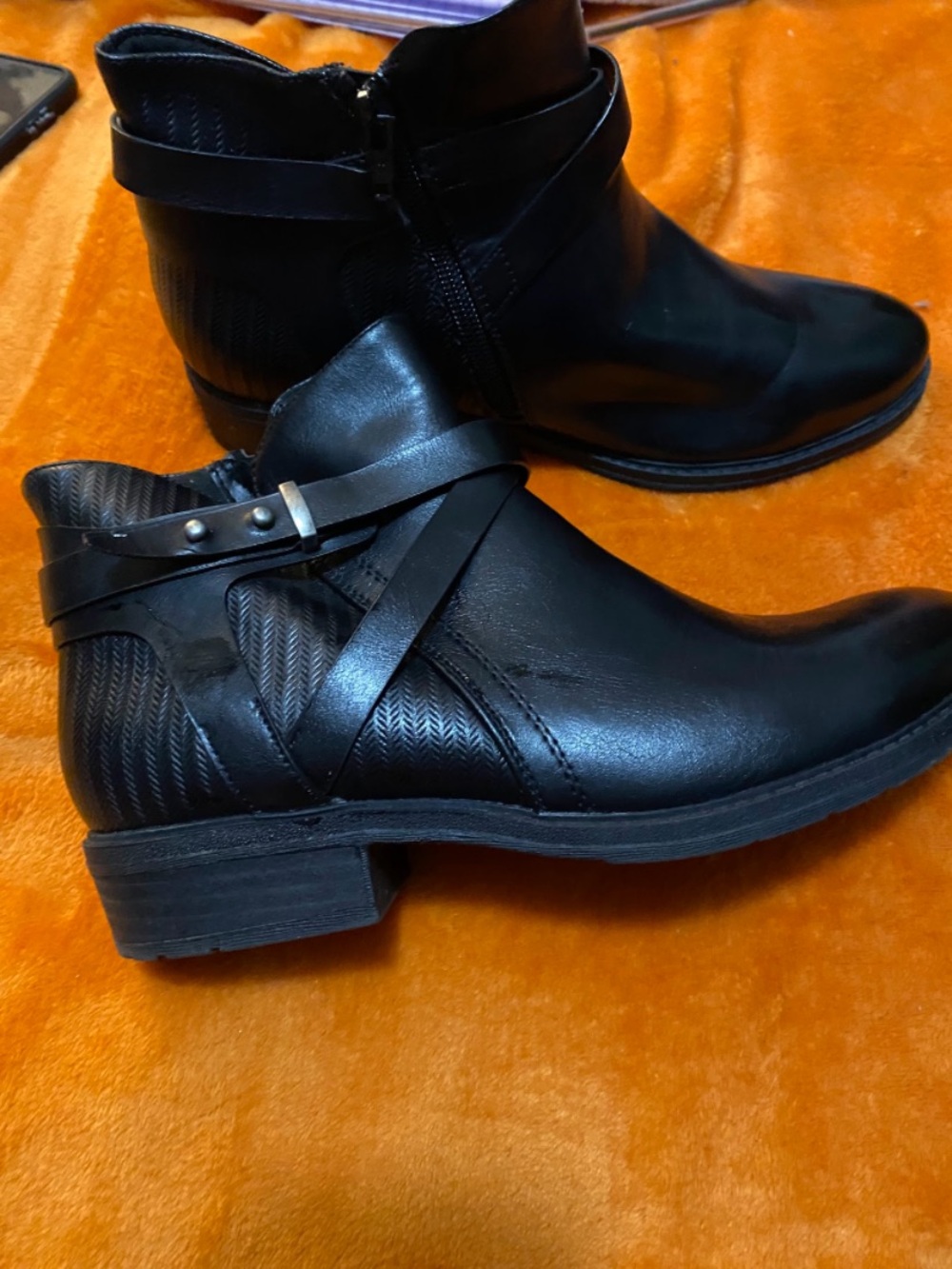 Women’s Baretraps  Black Ankle Boots with Decorative Strap